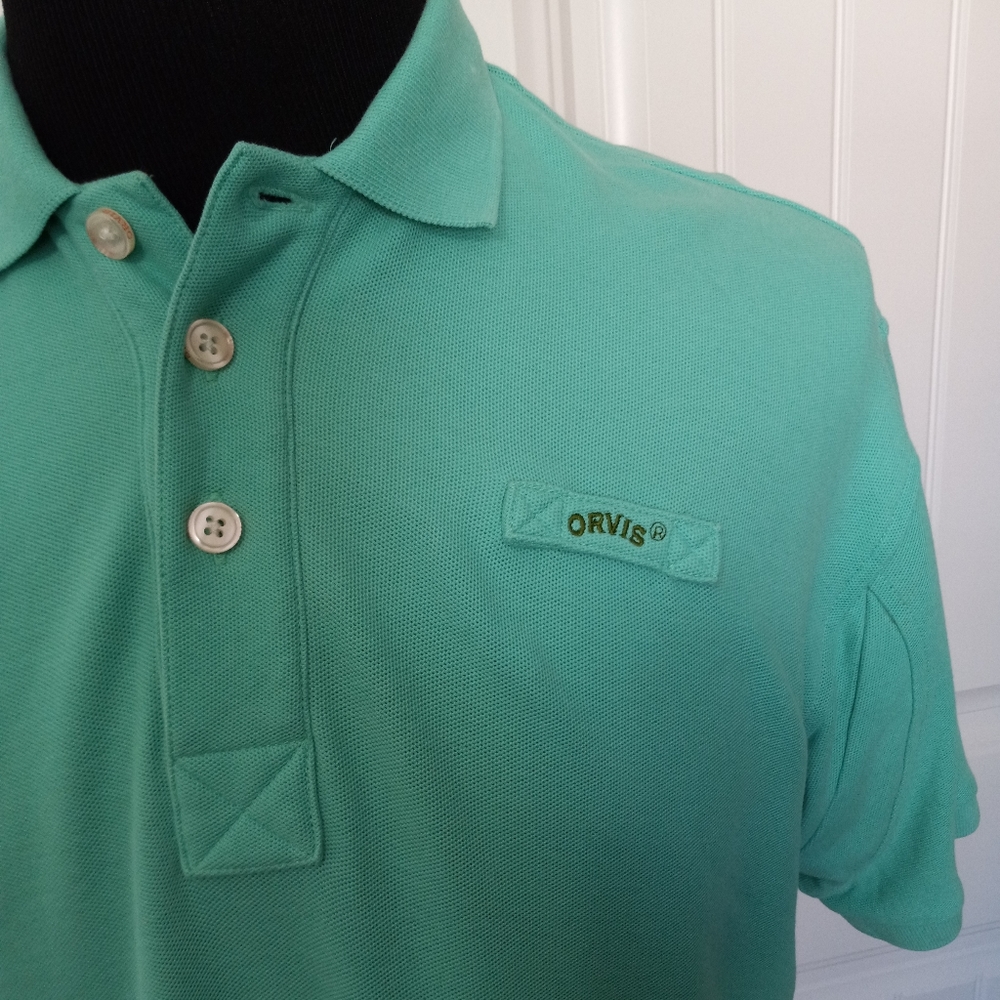 ORVIS Men's Signature Green Polo Shirt M Cotton Sh